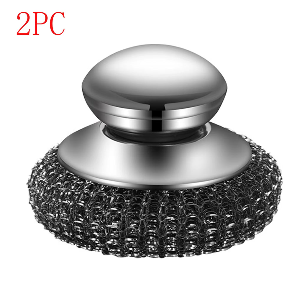 Steel Wool Scrubber with Handle Stainless Steel Cleaning Brushes Cleaning Dishes Stock Pots Pans Griddles Grills