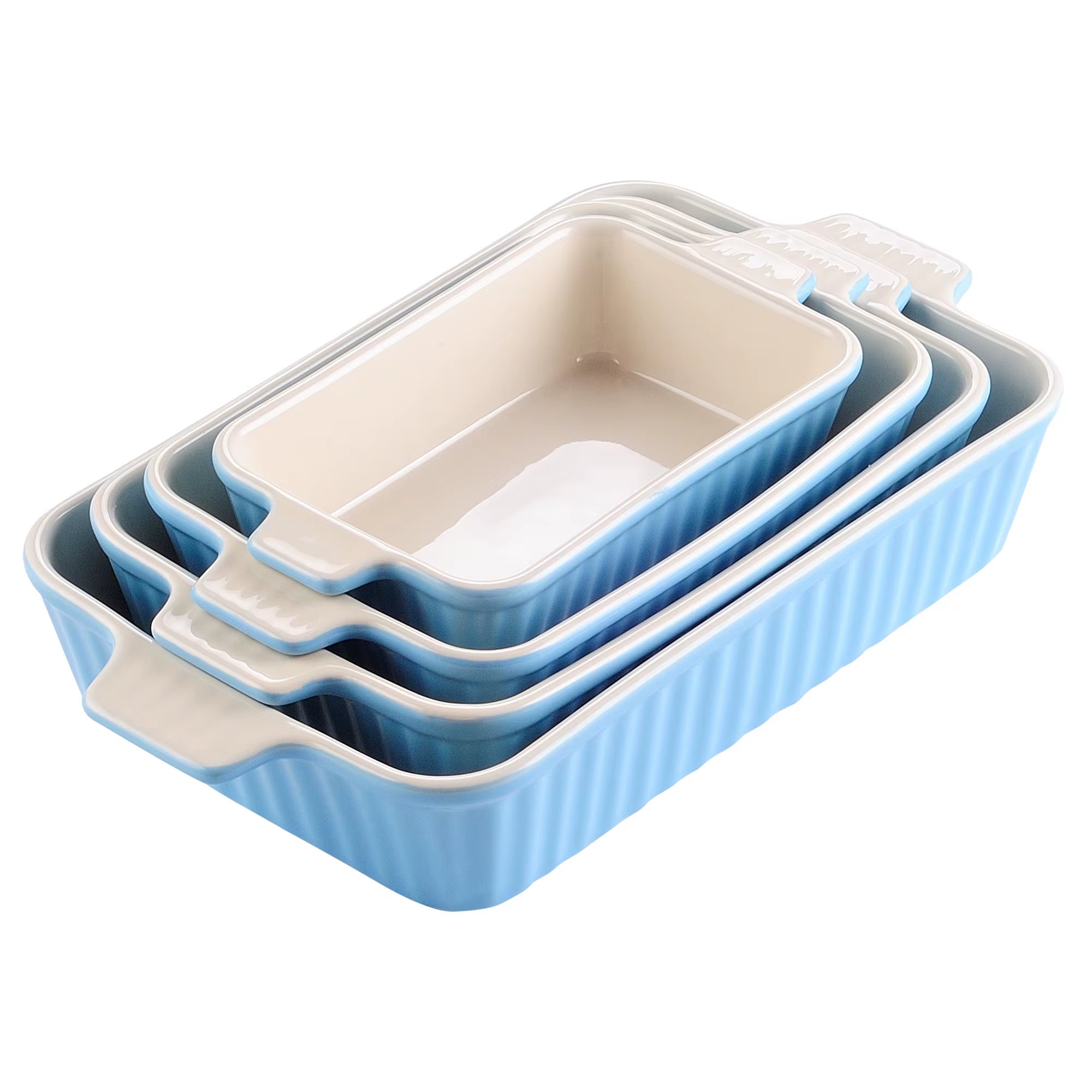 4-Piece Table Baking Dish Plate Set with Ceramic Handle Oven to Ideal for Lasagne/Pie/Casserole/Tapas(9"/11"/12"/13.3")