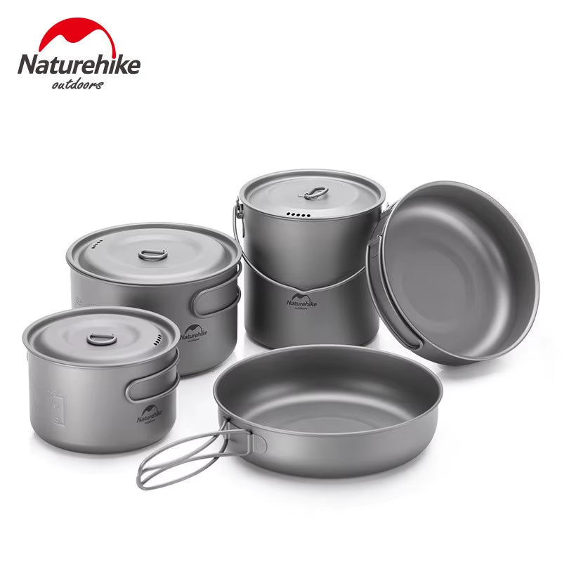 Ultralight Titanium Tableware Outdoor Picnic Camping Cookware Pot Pan Camping Cookware Frying Pan