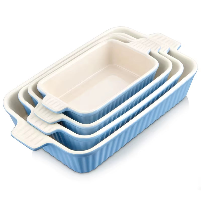 4-Piece Table Baking Dish Plate Set with Ceramic Handle Oven to Ideal for Lasagne/Pie/Casserole/Tapas(9"/11"/12"/13.3")