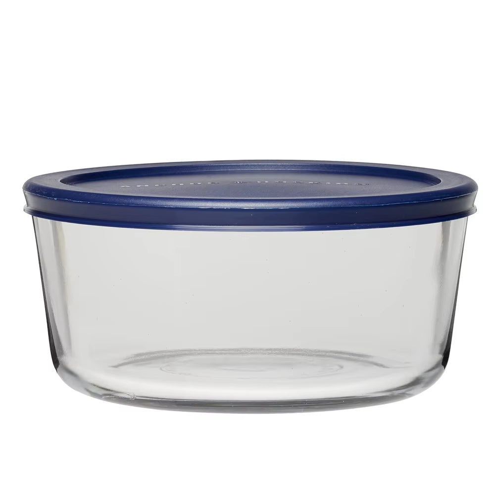 2 Pack 7 Cup Glass Food Storage Containers with Snugfit Lid Microwave Dishwasher Safe round Kitchen Jars Healthy Durable