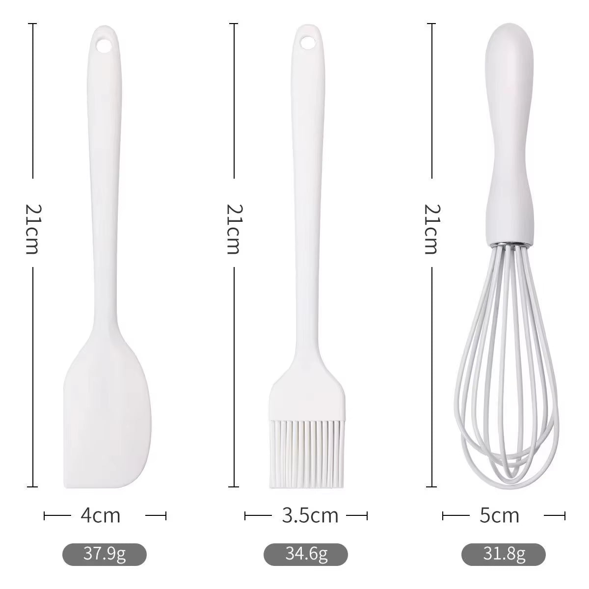 3 Pieces Baking Set Food Grade Silicone Heat Resistant Cream Scraper Egg Beater Grease Brush Kitchen Cake Baking Tools