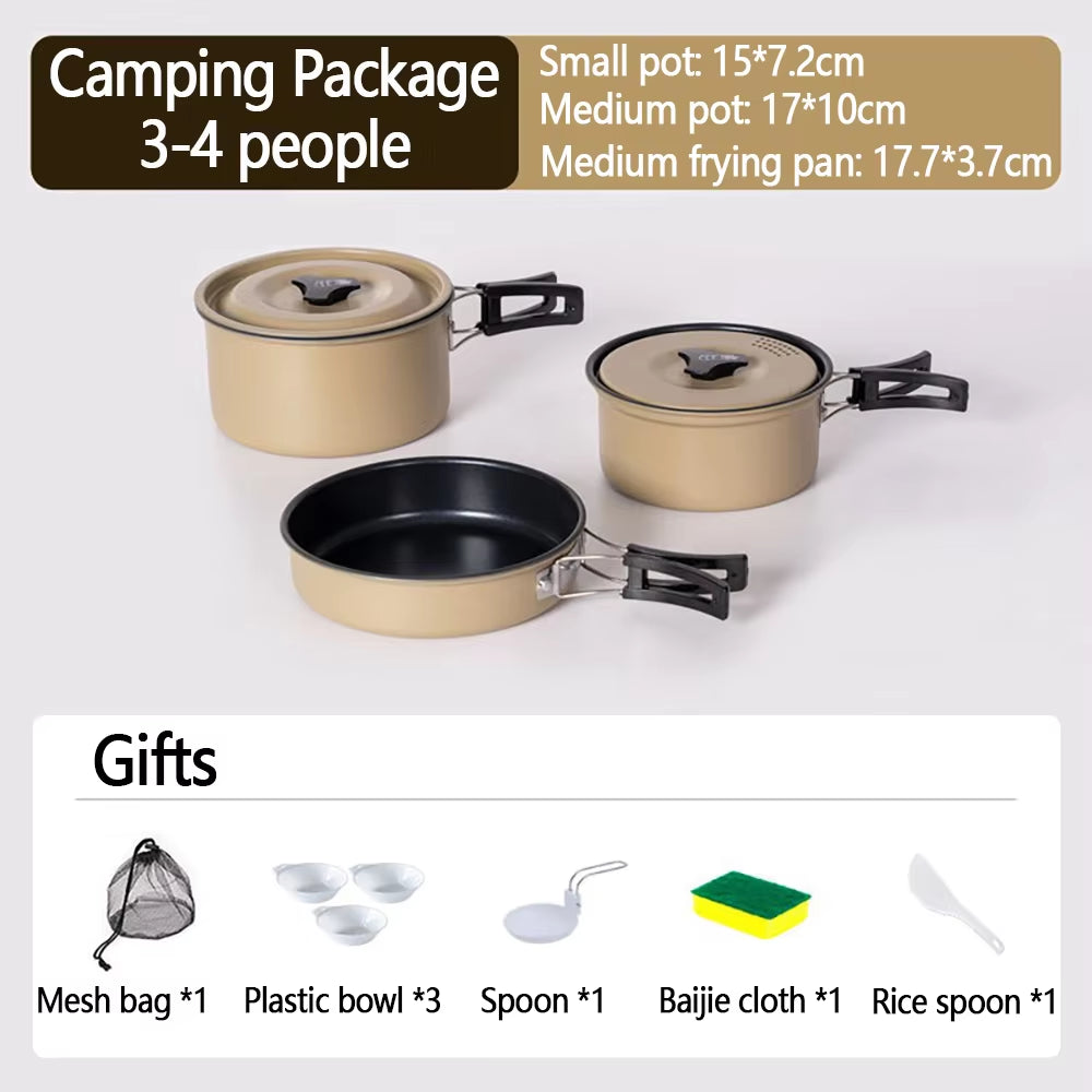 Outdoor Camping Cooker Set Outdoor Cookware Camping Cookware Wild Water Kettle Cooking Cooker Portable Set Pot Picnic Equipment