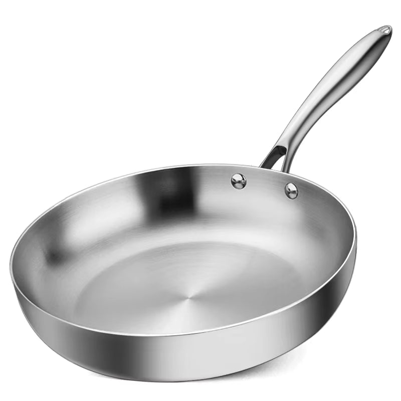 Stainless Steel Frying Pan Stainless Thick 3 Ply Steel Skillet Pans Cooking Pots Non-Stick Frying Pans Kitchen Pan Set