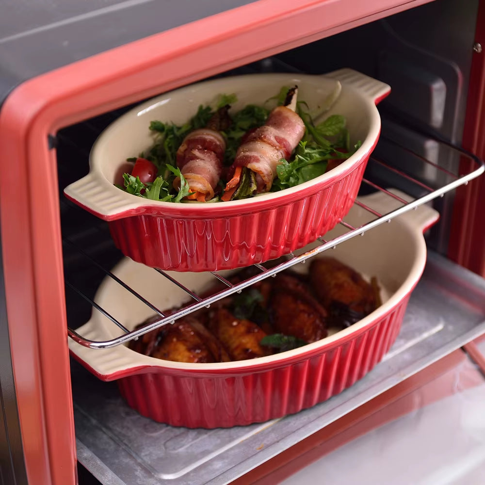 4-Piece Oval Baking Dish Plate Set Oven to Table Baking Dish with Ceramic Handles Ideal for Lasagne,Pie/Casserole,Tapas