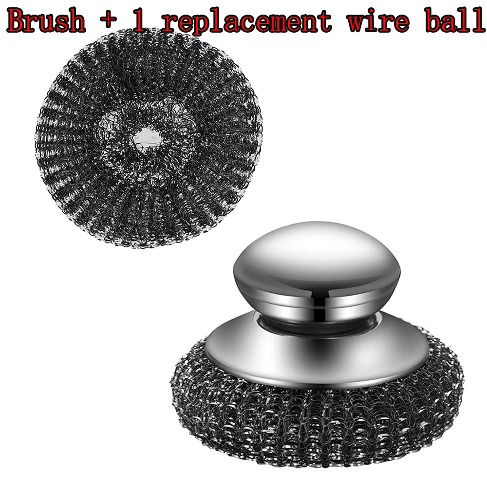 Steel Wool Scrubber with Handle Stainless Steel Cleaning Brushes Cleaning Dishes Stock Pots Pans Griddles Grills