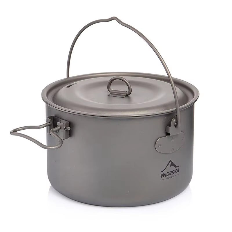 Camping Tableware Titanium Cookware Set Tourism Cauldron Outdoor Cooking Pot Frying Pan Picnic Kitchen Hiking Trekking