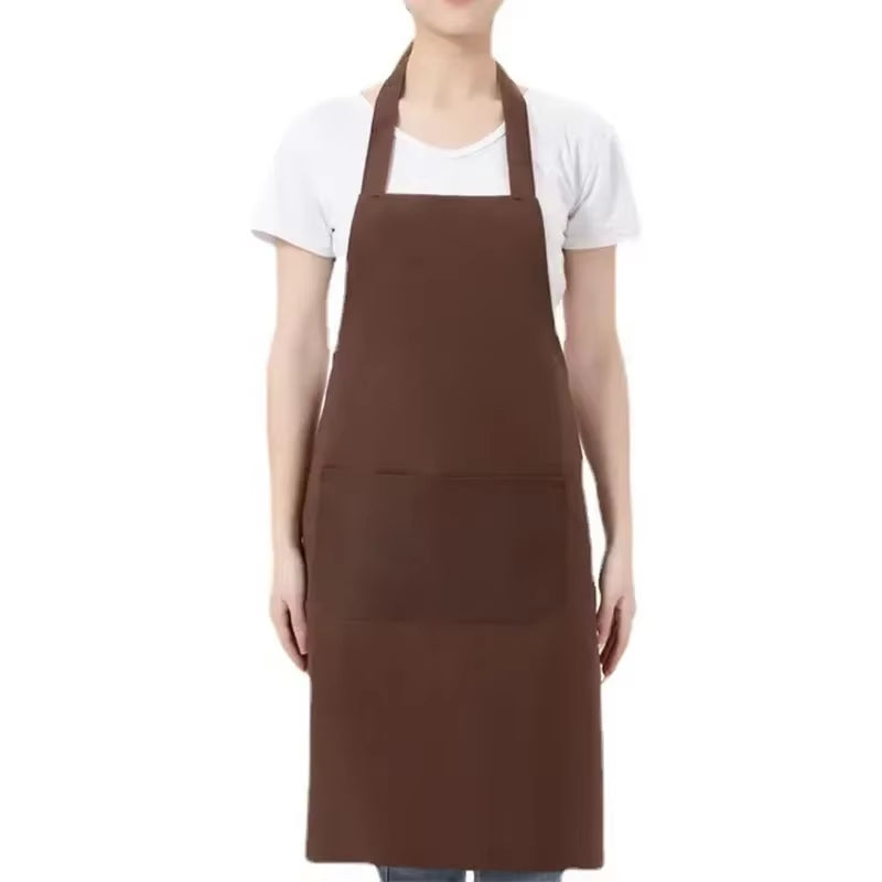 Adjustable Cooking Apron Unisex Household Solid Color Chef Waiter Barbecue Hairdresser Adult Pocket Apron Kitchen Supplies Tool