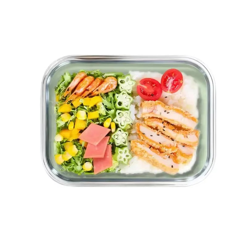 1040ML Multi-Grid Glass Lunch Box Meal Prep Containers Glass Food Storage Containers with Lids Kitchen Storage & Organization