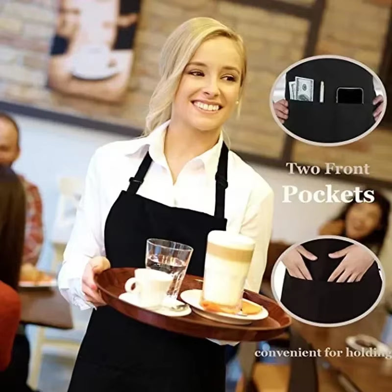 Adjustable Cooking Apron Unisex Household Solid Color Chef Waiter Barbecue Hairdresser Adult Pocket Apron Kitchen Supplies Tool