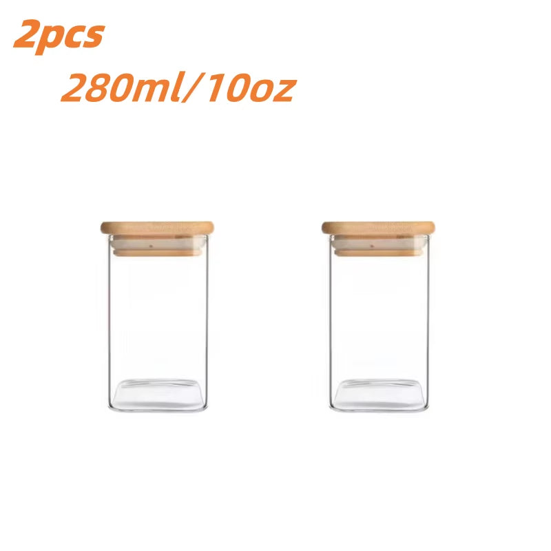 1/2/4/8Pcs, 10Oz Glass Jars with Airtight Lids, Candy Jars, Food Storage Containers with Bamboo Lids, Clear Jars