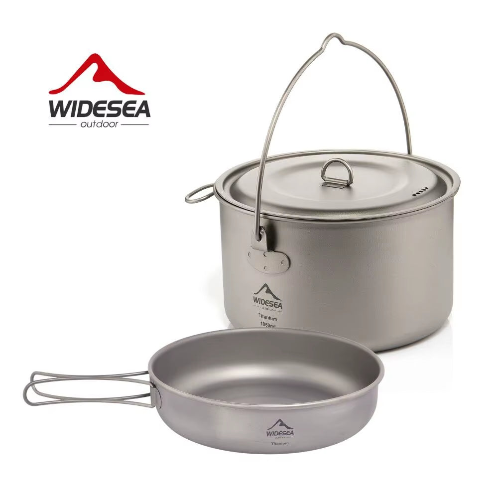 Camping Tableware Titanium Cookware Set Tourism Cauldron Outdoor Cooking Pot Frying Pan Picnic Kitchen Hiking Trekking