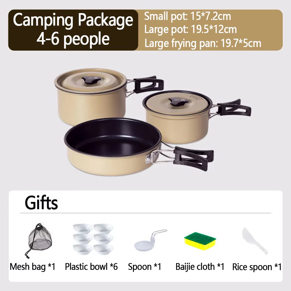Outdoor Camping Cooker Set Outdoor Cookware Camping Cookware Wild Water Kettle Cooking Cooker Portable Set Pot Picnic Equipment