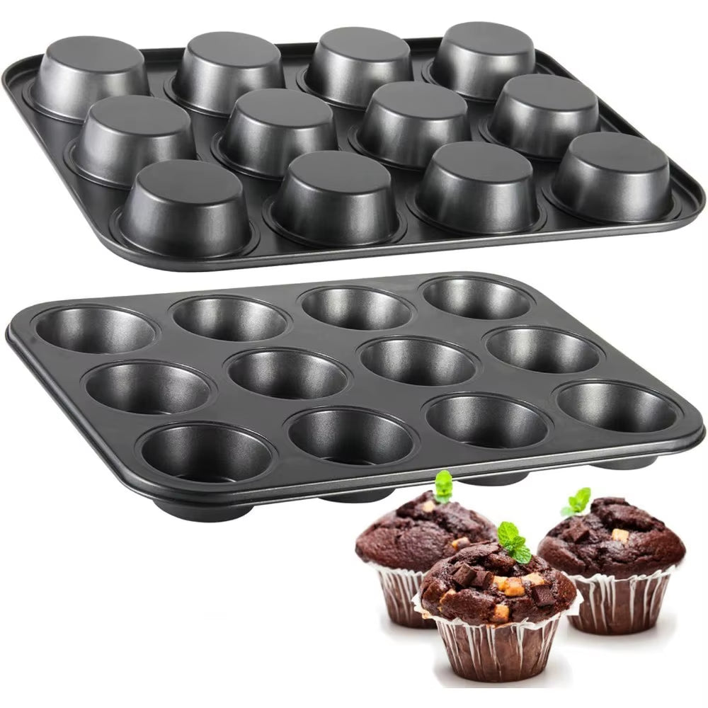 6/12 Cup Square Cupcake Baking Pan Easy to Clean Cupcake Mold Muffin Baking Pan Carbon Steel Baking Pan Non-Stick Baking Pan