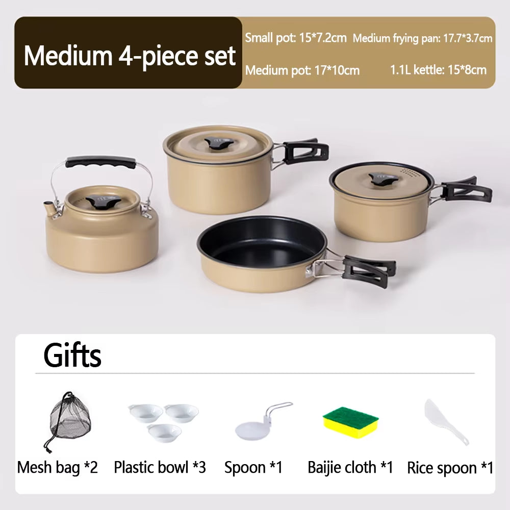 Outdoor Camping Cooker Set Outdoor Cookware Camping Cookware Wild Water Kettle Cooking Cooker Portable Set Pot Picnic Equipment